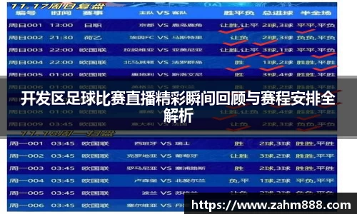 开发区足球比赛直播精彩瞬间回顾与赛程安排全解析